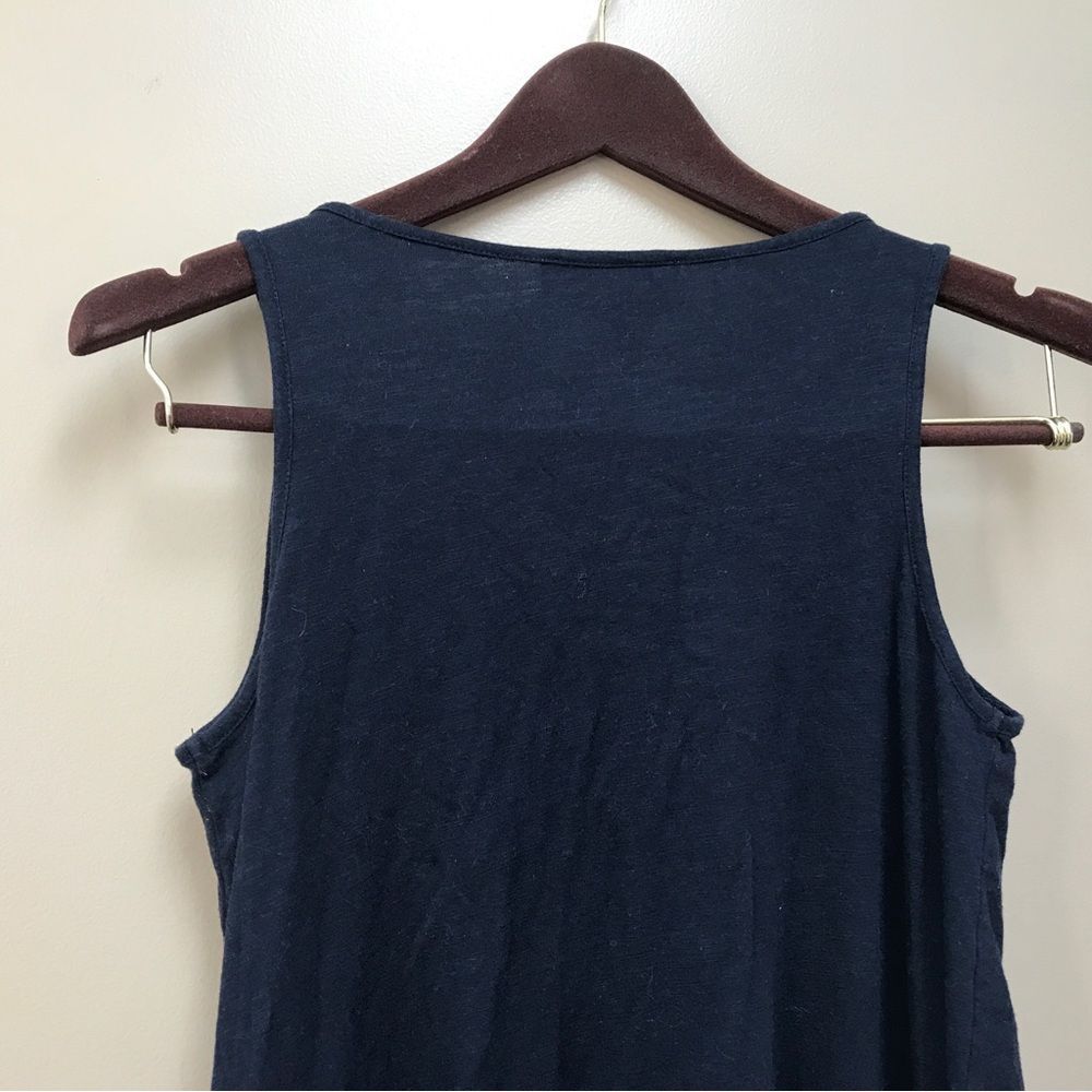 Philosophy Sleeveless Midi Dress Asymmetrical Sheer Hem Navy Blue (M) - Picture 8 of 12